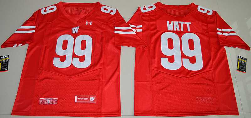 Wisconsin Badgers #99 J.J. Watt Red College Football Stitched Jersey